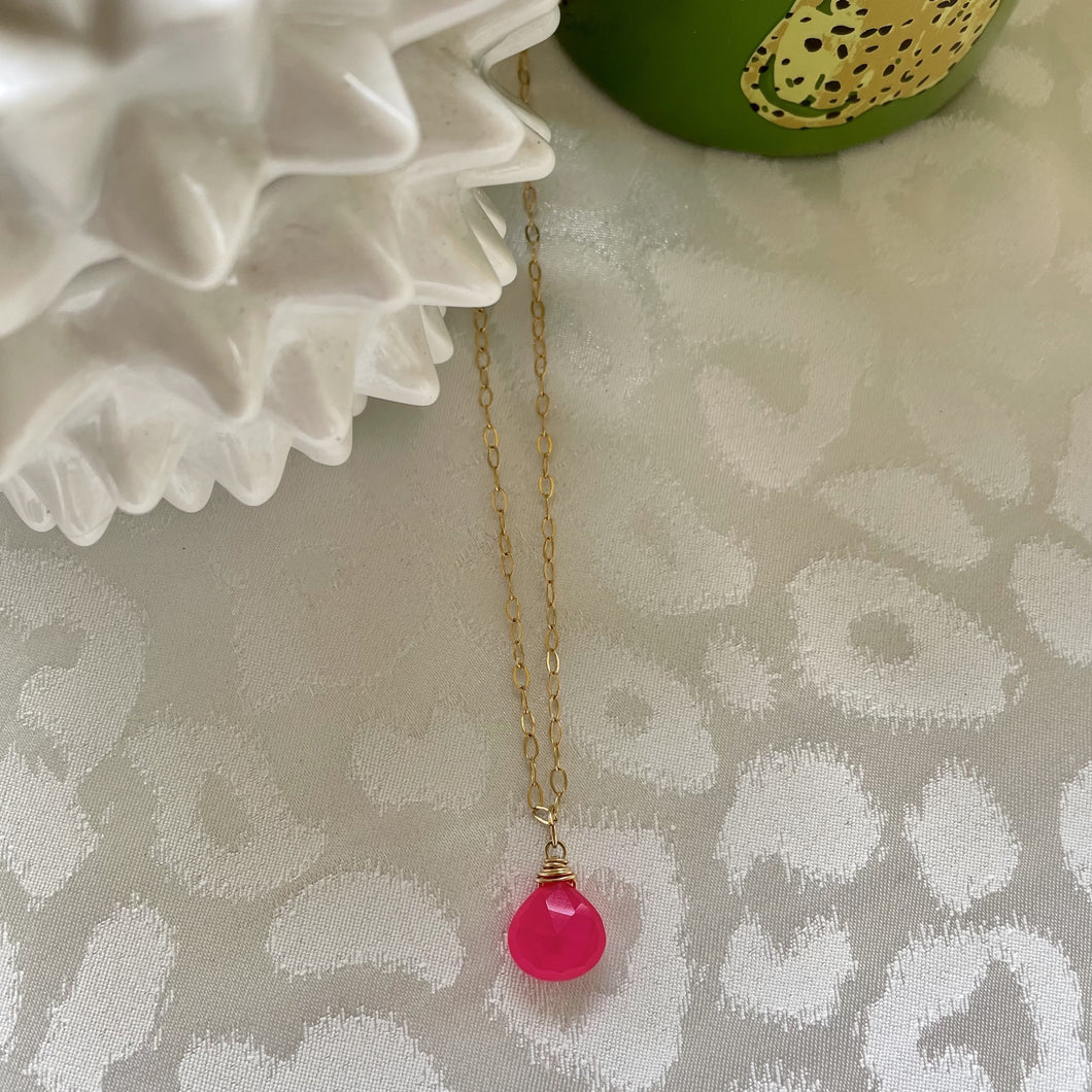 JENNIFER Necklace - Pink Chalcedony